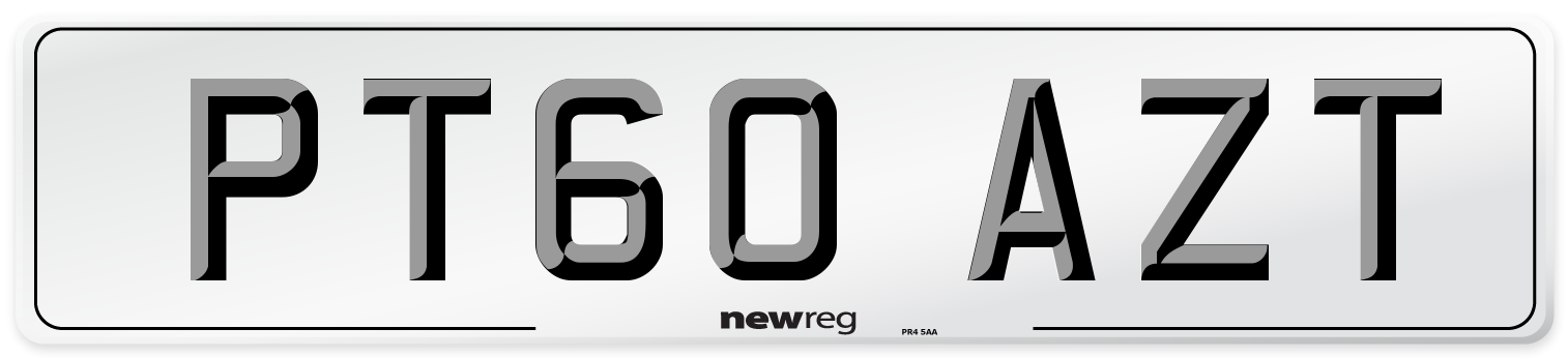 PT60 AZT Number Plate from New Reg